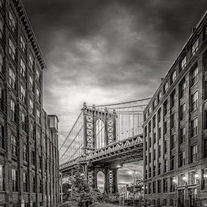 DUMBO Street Photography, Brooklyn Bridge in Brooklyn, New York, Urban Cityscape Art, NYC Landmarks, City Photography