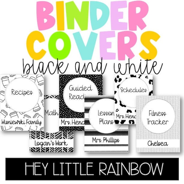 Editable Binder Covers and Spines |Black & White Classroom Decor | Printable Black Binder Covers and Spines | Templates | Back to School