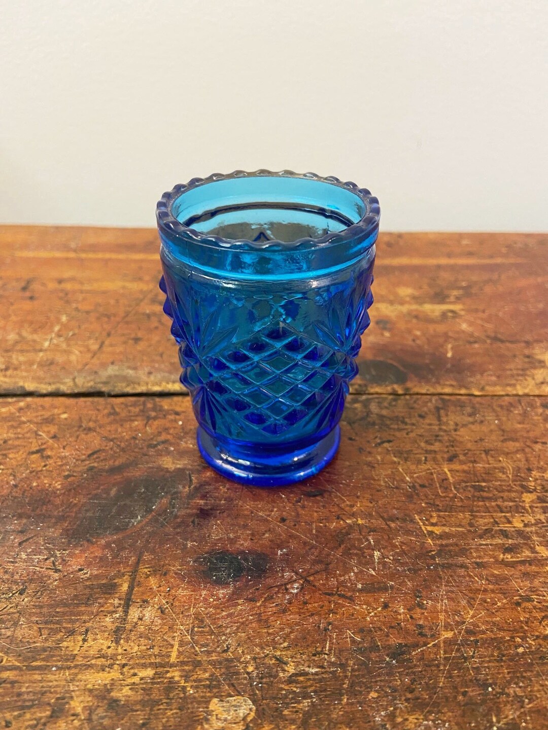 Vintage Blue Glass Toothpick Holder Etsy