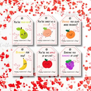 Étiquette-cadeau de fruits à imprimer pour la Saint-Valentin, cartes de Saint-Valentin pour salle de classe pour enfants, étiquettes-cadeaux pour la Saint-Valentin, téléchargement immédiat, PDF
