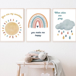 Nursery wall art, you are my sunshine, boho rainbow art, digital download, JPEG