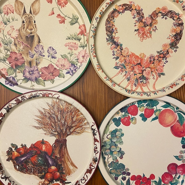 Various Collectible Seasonal 1990’s Potpourri Press 13.5” Metal Trays