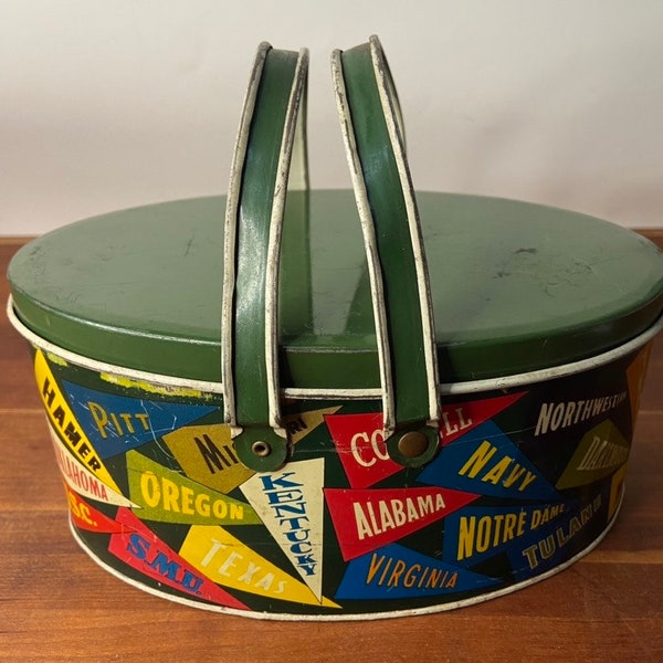 Collectible College Pennant 1950’s Metal Lunch Pail