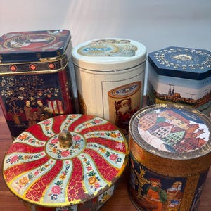 Various Collectible Metal Cookie Tins