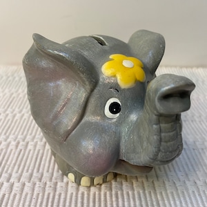 Ceramic Hand Painted Elephant Coin Bank