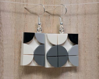 Handmade LEGO Pop Mid Mod Series Earrings, Silver Plated Finishes, Nickel Free, 100% Authentic LEGO