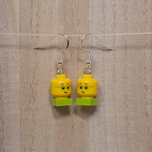 Handmade LEGO Minifigure (Boy Heads) Earrings, Silver Plated Finishings, Nickel Free 100% Authentic LEGO
