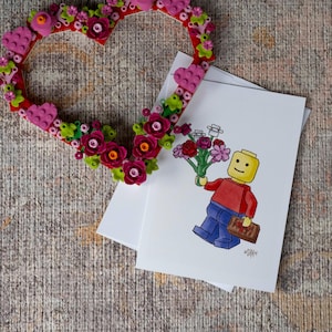 Handmade Building Block Inspired Notecards - Birthday, or to say I Love You!