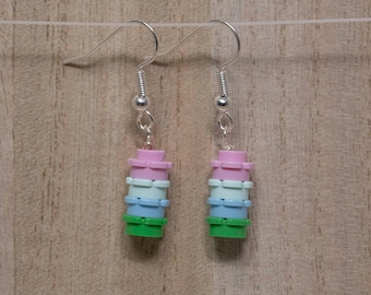 HANDMADE LEGO Stack earrings, Silver Plated Finishings, Nickel Free, 100% Authentic LEGO