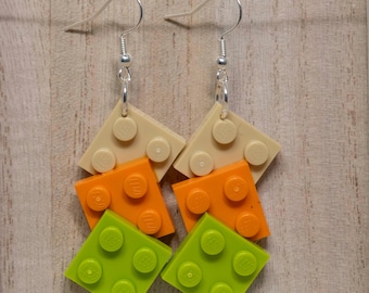 Handmade LEGO Brick Earrings Series 2, Silver Plated Finishings, Nickel Free 100% Authentic LEGO