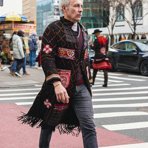 Custom Kimono Coat, Fur Coat, festival coat, burning man clothing, statement jacket, kimono coat