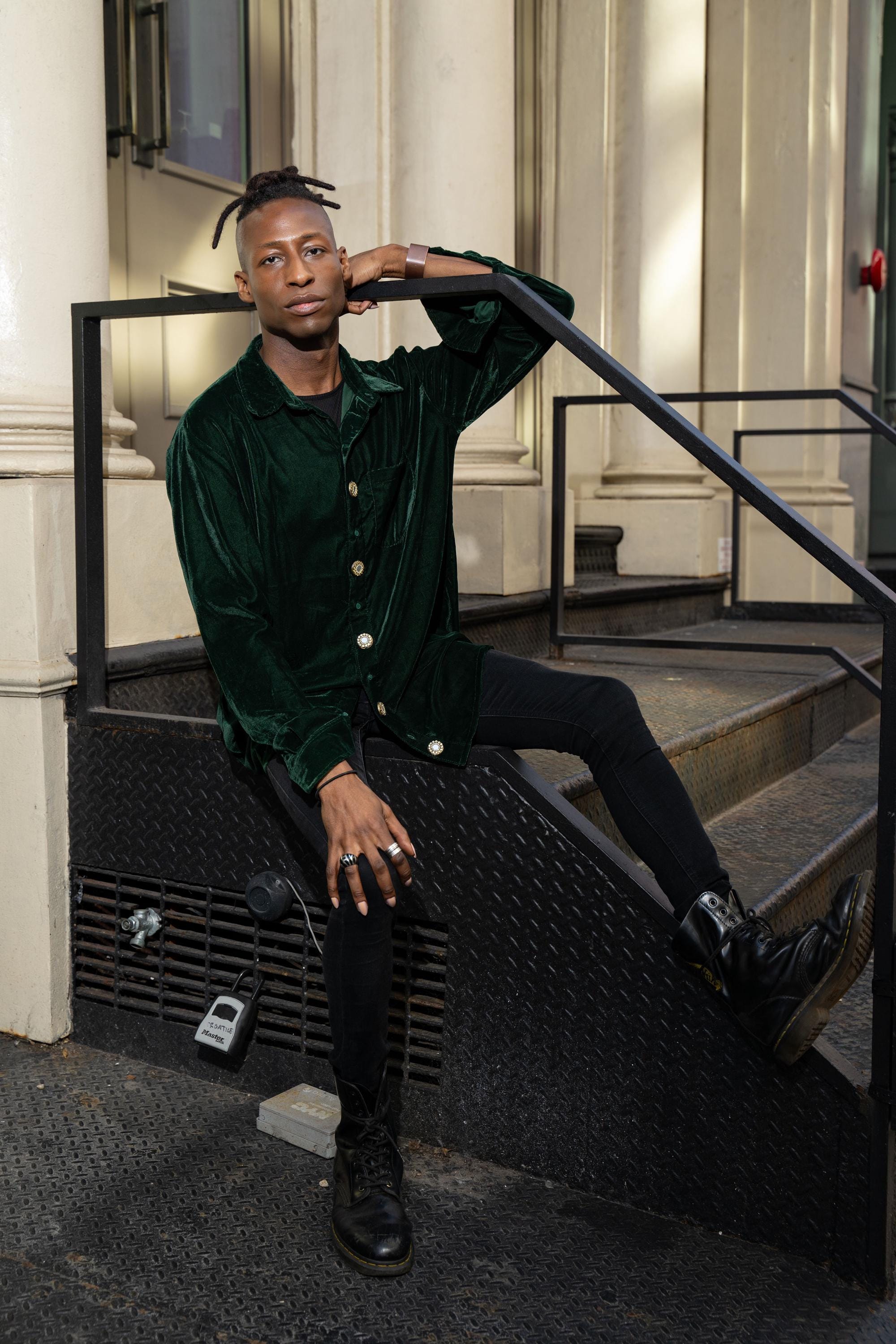 green emerald velvet dress Velvet Button Down Shirt Hunter Green Hunter Green / Medium main image 1