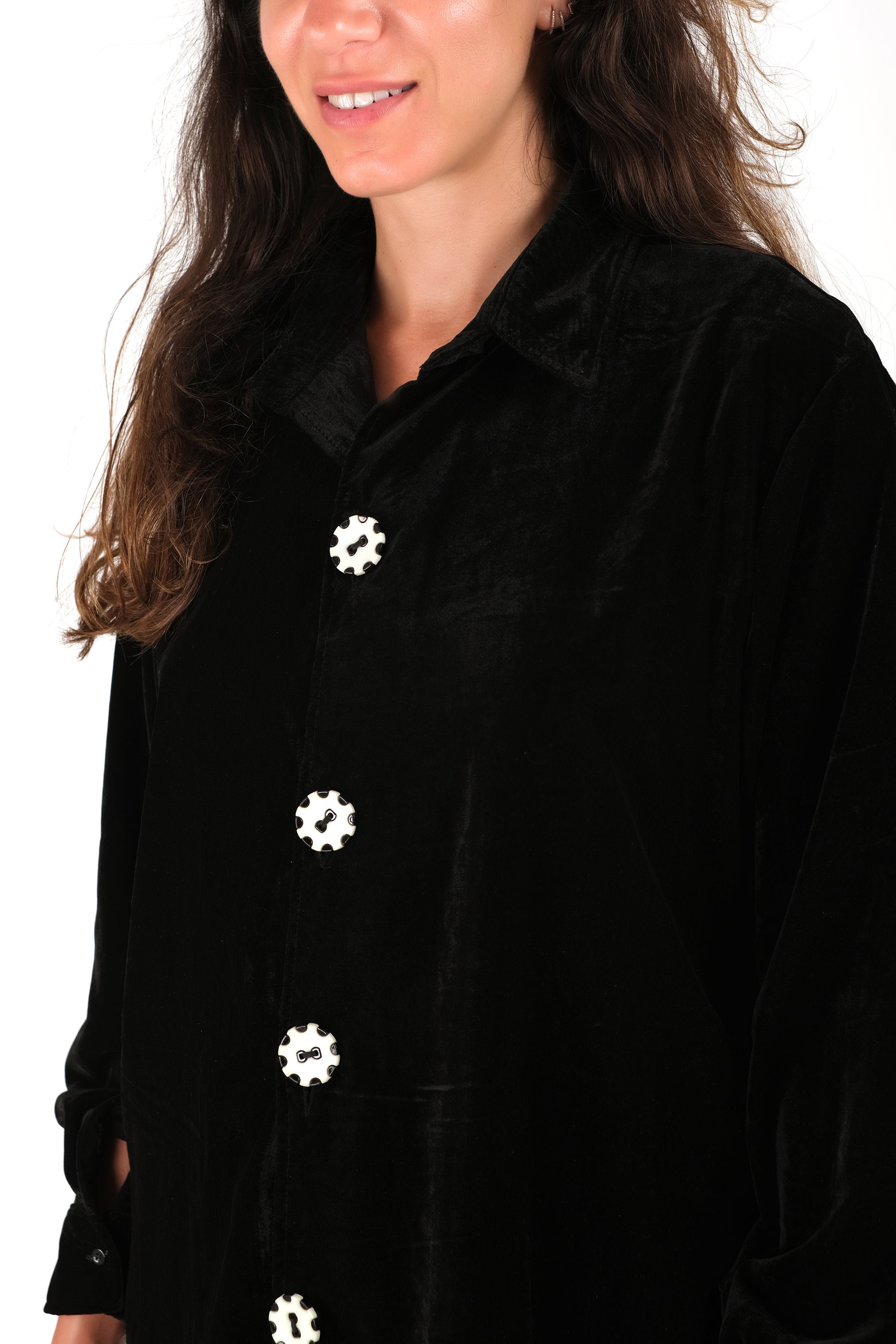 Black Velvet Shirt With Luxury Buttons, Velvet Jacket Black Velvet Shirt With Luxury Buttons, Velvet Jacket