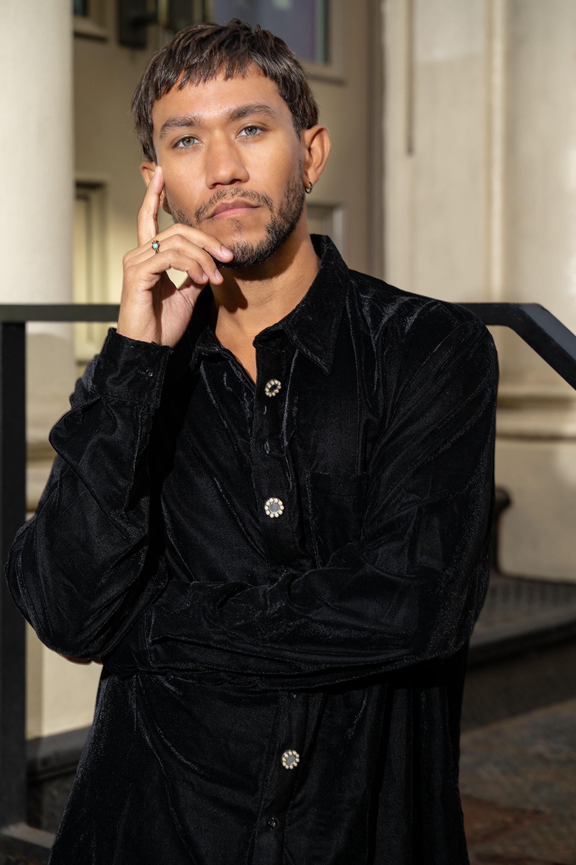 Black Velvet Shirt With Luxury Buttons, Velvet Jacket Black Velvet Shirt With Luxury Buttons, Velvet Jacket