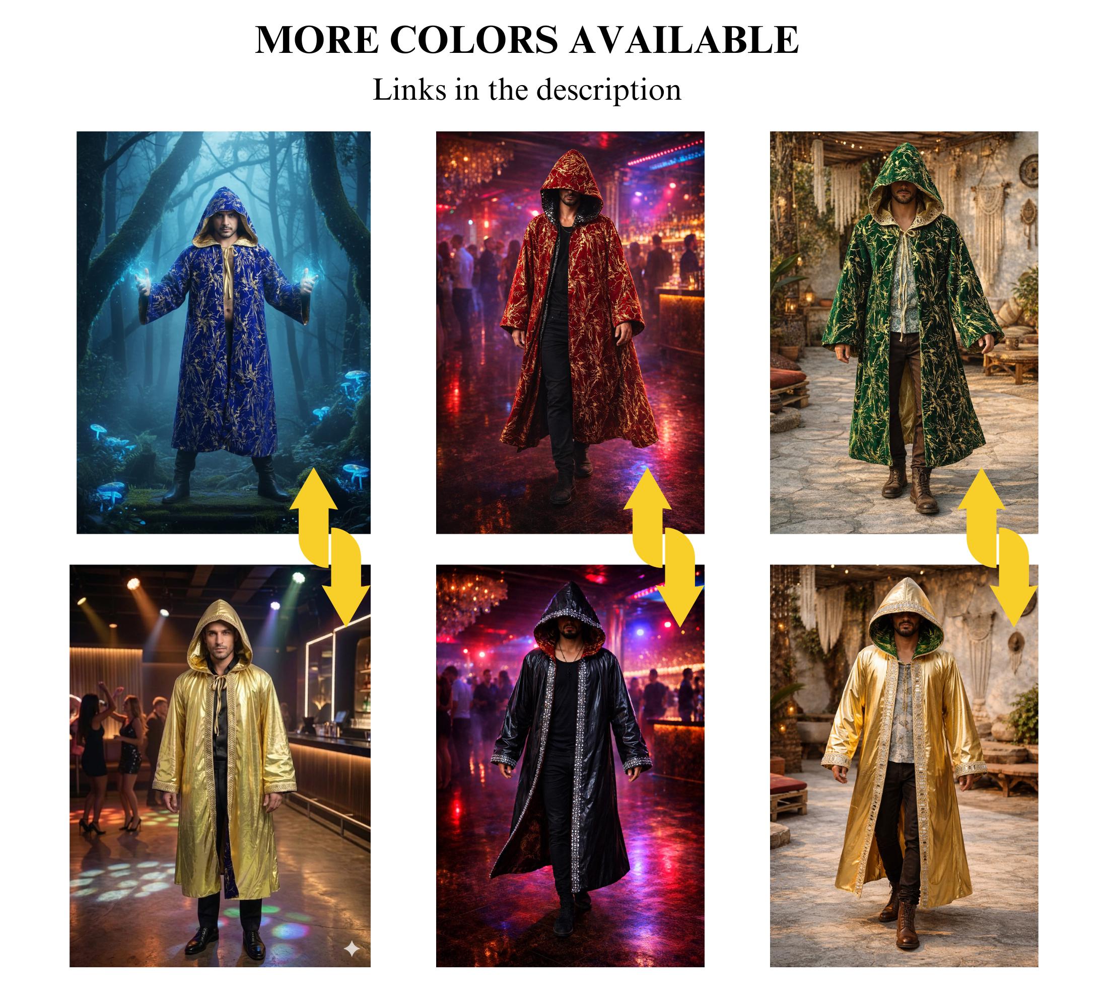 フラットラックス ジャケット Wizard Robe Jacket 2 Reversible Wizard Robe With Hood and Sleeves, Black and Gold Cloak