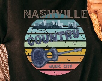 Nashville Country Music T-Shirt: Retro Guitar, Tennessee Tee