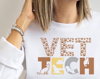 Vet Tech Sweatshirt: Cozy Veterinarian Crewneck, Animal Paw Design