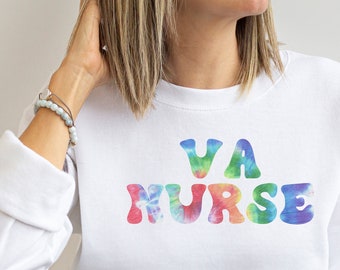 Retro VA Nurse Sweatshirt: Groovy Veterans Affairs Appreciation Gift