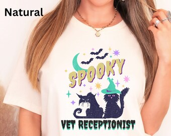 Spooky Vet Receptionist Tee: Halloween Black Cat Shirt
