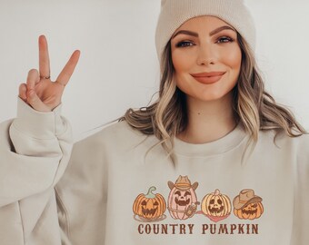 Country Pumpkins Sweatshirt: Cozy Fall Pumpkin Patch Design