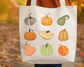 Country Pumpkin Cotton Canvas Tote Bag: Fall Festival Market Bag