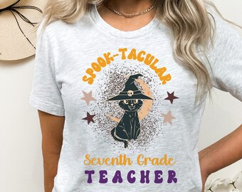 Spook-tacular Seventh Grade Teacher Halloween T-Shirt | Fun Halloween Tee for Teachers | Trick or Teach Time | Halloween Costume Shirt