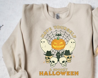 Spooky Halloween Sweatshirt, Have Yourself A Spooky Halloween, Tis the Season Halloween Sweat shirt, Skeletoncore Autumn Sweater