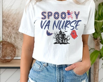 Spooky VA Nurse Tee, Veterans Affairs Nurse Halloween T-shirt, VA Nurse Tshirt, Nurse Appreciation Gift, Nurse Practitioner Military Nursing