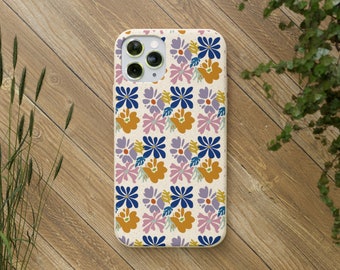 Retro Floral iPhone Case: Biodegradable, Wireless Charging