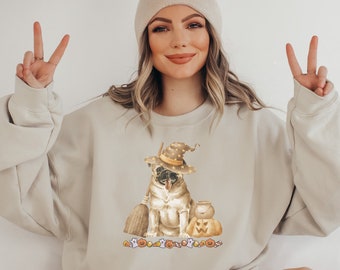 Pug Halloween Graphic Sweatshirt: Dog Lover Trick or Treat