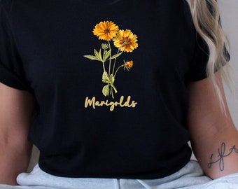Marigold Tee: Botanical Summer Vibe T-Shirt