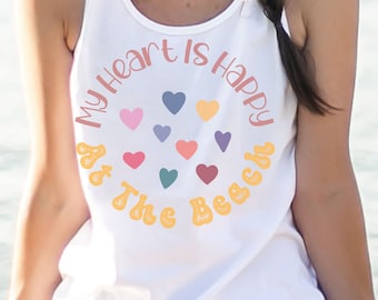 Beach Vacation Tank Top: 'My Heart is Happy' Graphic Tank