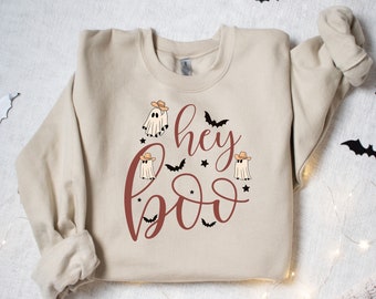 Western Ghost Hey Boo Sweatshirt, Fall Vibe Sweatshirt for Western Lovers, Cute Western Ghosts, Western Ghouls, Western Autumn Sweatshirt