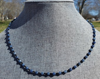 Genuine Sapphire and Black Spinel Necklace • Sapphire Necklace • Sapphire Jewelry • Black Spinel Necklace • Black Spinel Jewelry