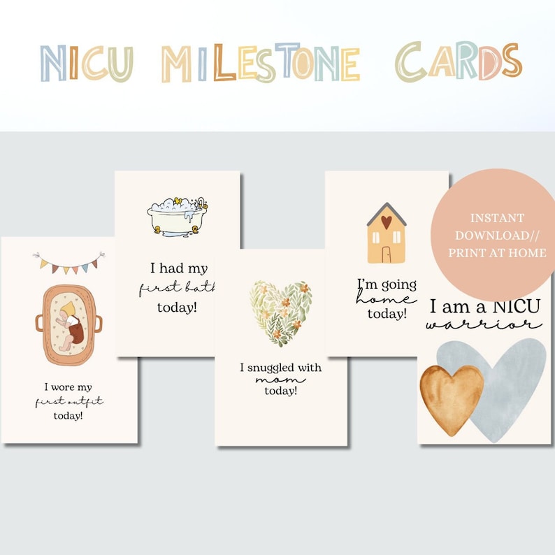 NICU Milestone Cards, Preemie Milestone Cards, Baby Milestone Cards ...