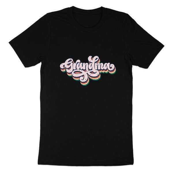 Colorful Grandma Love Script T-Shirt, Vintage Inspired Family Gift, Unique Grandmother Casual Wear