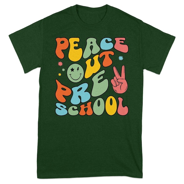 Retro Peace Out Groovy School Graphic T-Shirt, Colorful 70s Inspired Unisex Tee