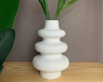 Nordic Bubble Swirl Vase, Contemporary Unglazed Natural Concrate Art Vase Handmade Cement Vase Circle Vase Bohemian Vase Beton Wavey Vase