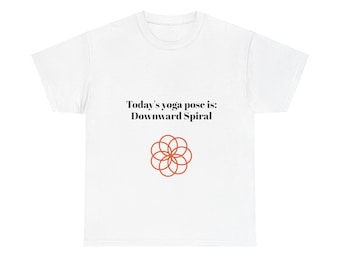 Yoga Pose Cotton Tee, Downward Spiral Design, Mindfulness Shirt