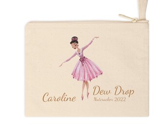 Dewdrop / Flowers  Nutcracker Ballet Cotton Zipper Pouch, Dew Drop Ballet Hair Accessory Pouch,  Makeup Pouch, Sewing Kit Pouch