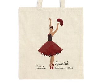 Nutcracker Spanish Cotton Canvas Tote Bag, Personalize it!, Chocolate Nutcracker Ballet, personalized Nutcracker tote bag