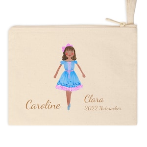 Personalized Clara / Party Girl Nutcracker Ballet Cotton Zipper Pouch, Ballet Hair Accessory Pouch for Bobby Pin, Small  Make up bag