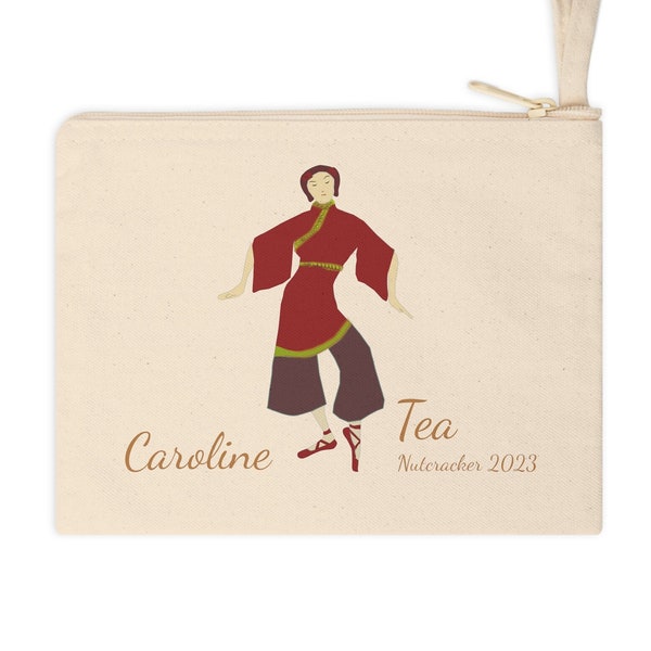 Personalized Chinese / Tea Nutcracker Ballet Cotton Zipper Pouch, Ballet Hair Accessory Pouch, Small  Makeup Pouch, Sewing Kit Pouch