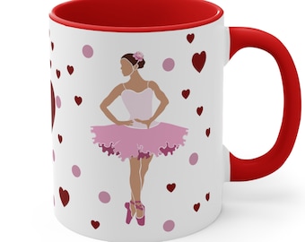 Personalized Valentine Ballet Dance Accent Coffee Mug, 11oz