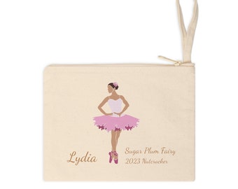 Sugar Plum Fairy Nutcracker Ballet Cotton Zipper Pouch, Dew Drop, Ballet Hair Accessory Pouch for Bobby Pin, Small  Makeup Pouch