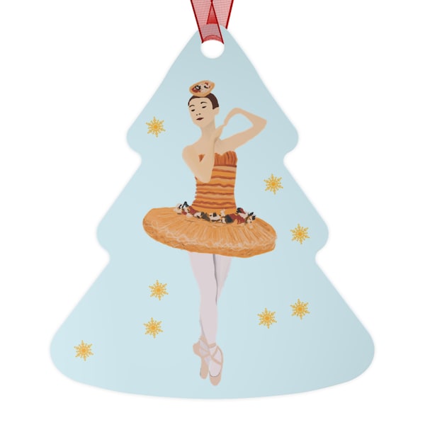 Personalized Nutcracker Marzipan Ornament, Dance of the Reed Flutes, Ballerina gift, Bouquet Tag, Orange Tutu en pointe