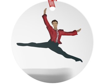 Personalized Nutcracker Ballet Ornament, Russian, Candy Canes, Cavalier, Personalize  Ornament, Male Ballet Dancer,  Ballet Dancer Ornament