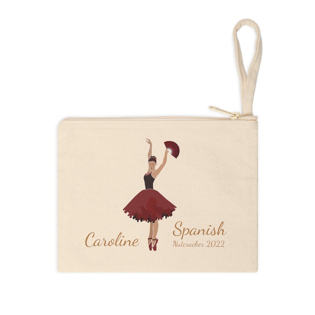 Personalized Spanish / Chocolate Nutcracker Ballet Cotton Zipper Pouch
