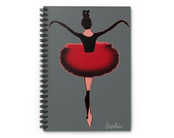 Personalized Notebook Journal, Ballerina Journal, Ballet Journal, Performance Notes, Spiral Notebook, Lined Pages, Ballet Notebook