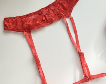 Red Lace Garterbelt Romantic Christmas Lingerie